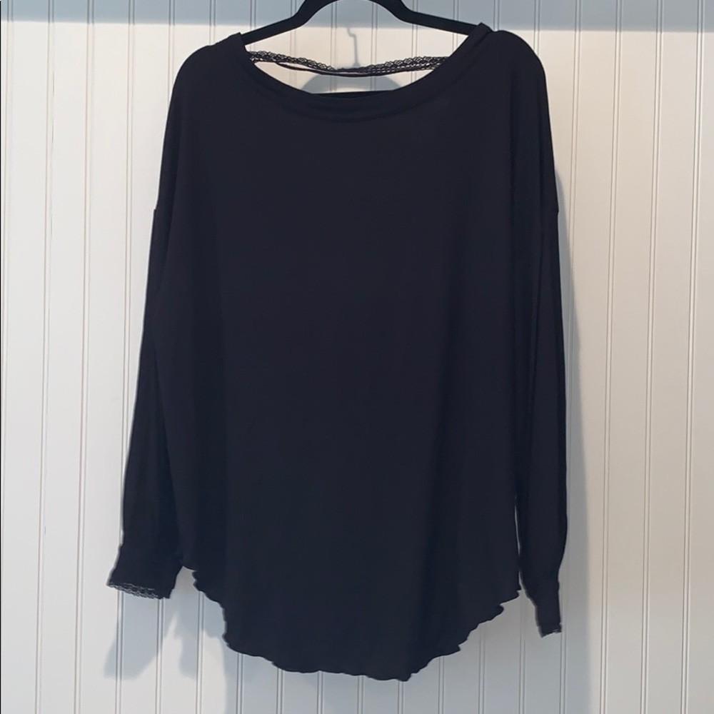 Free People Black Open-Back Long-Sleeve Tunic